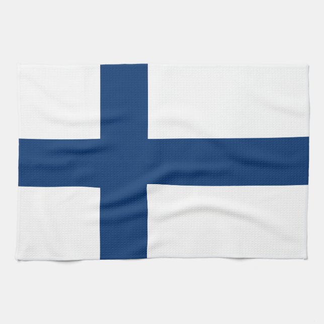 Finnische Flagge Geschirrtuch (Horizontal)