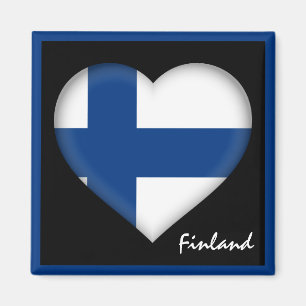 Finnische Flagge & Herz, Finnischer Urlaub /Sport Magnet