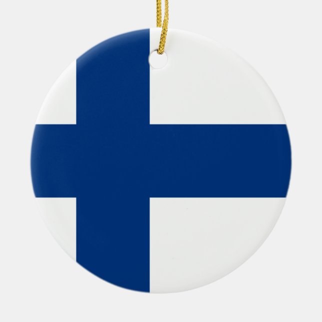Finnische Flagge Keramik Ornament (Vorne)