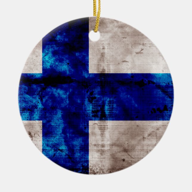 Finnische Flagge Keramik Ornament (Vorne)