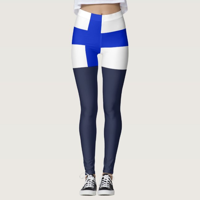 Finnische Flagge Leggings (Vorderseite)