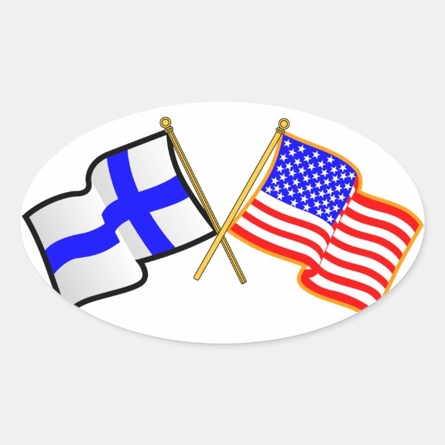 Finnische Flagge Ovaler Aufkleber (Vorderseite)