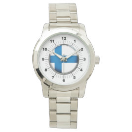 Finnische Flagge - Oversized Silver Bracelet Watch Armbanduhr