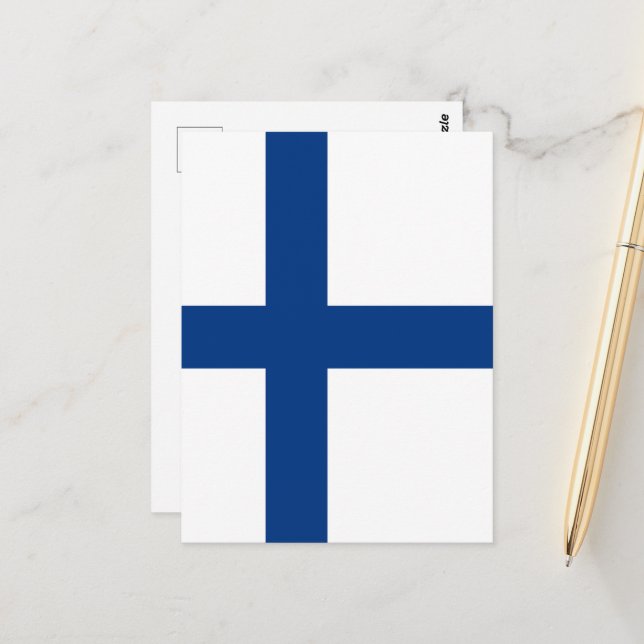 Finnische Flagge Postkarte (Vorderseite/Rückseite Beispiel)
