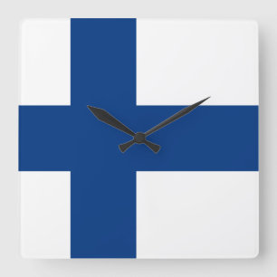 Finnische Flagge Quadratische Wanduhr
