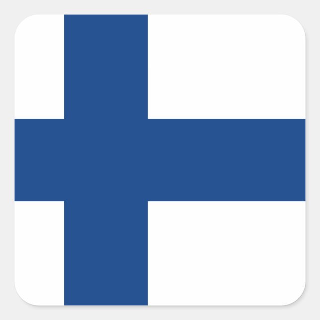 Finnische Flagge Quadratischer Aufkleber (Vorderseite)
