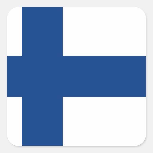 Finnische Flagge Quadratischer Aufkleber (Vorderseite)