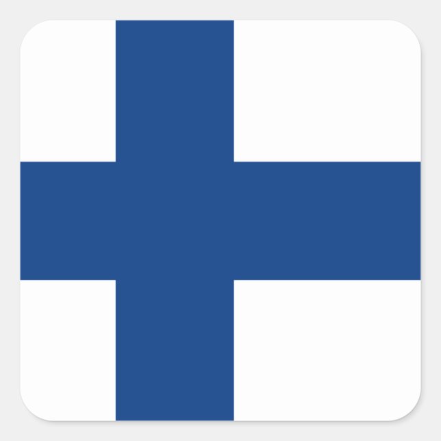 Finnische Flagge Quadratischer Aufkleber (Vorderseite)