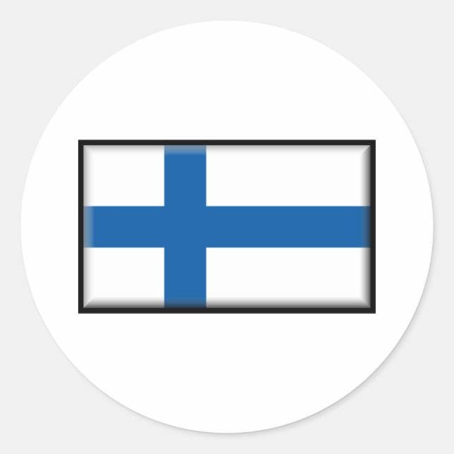 Finnische Flagge Runder Aufkleber (Vorderseite)