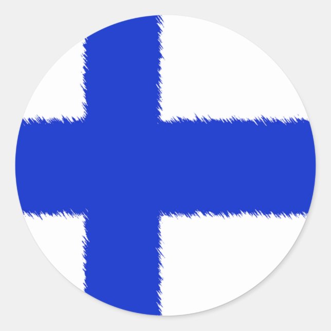 Finnische Flagge Runder Aufkleber (Vorderseite)