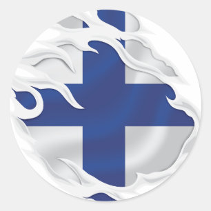 Finnische Flagge Runder Aufkleber