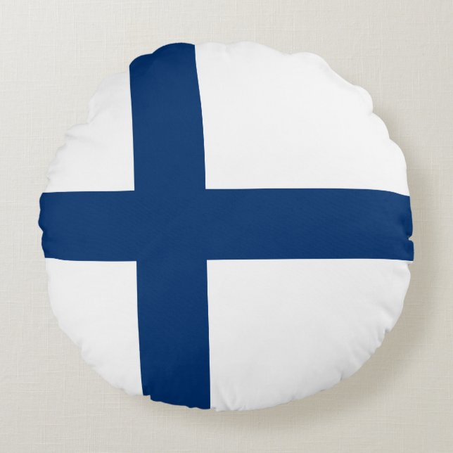 Finnische Flagge Rundes Kissen (Vorderseite)