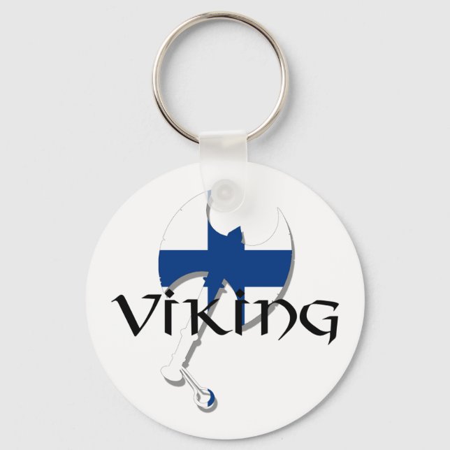 Finnische Flagge: Suomi Viking Ax Schlüsselanhänger (Vorderseite)