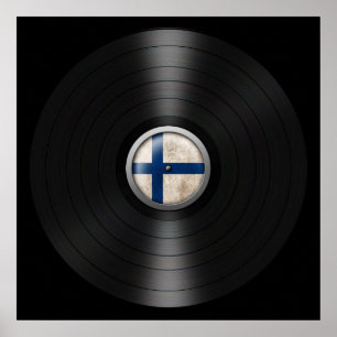 Finnische Flagge Vinyl Record Album Graphic Poster