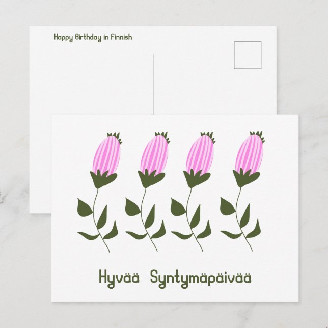 Finnische Happy Birthday Postcard Postkarte (Vorne/Hinten)