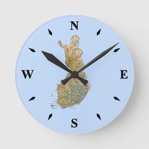 Finnische Karte Runde Wanduhr