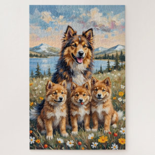 Finnische Lapphund-Arktis-Wiesen-Kunst