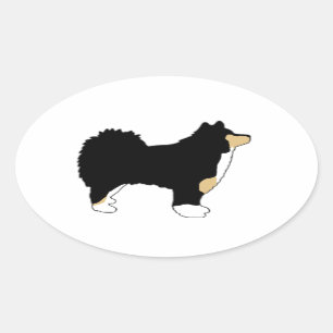 finnische lapphund FarbSilhouette Ovaler Aufkleber