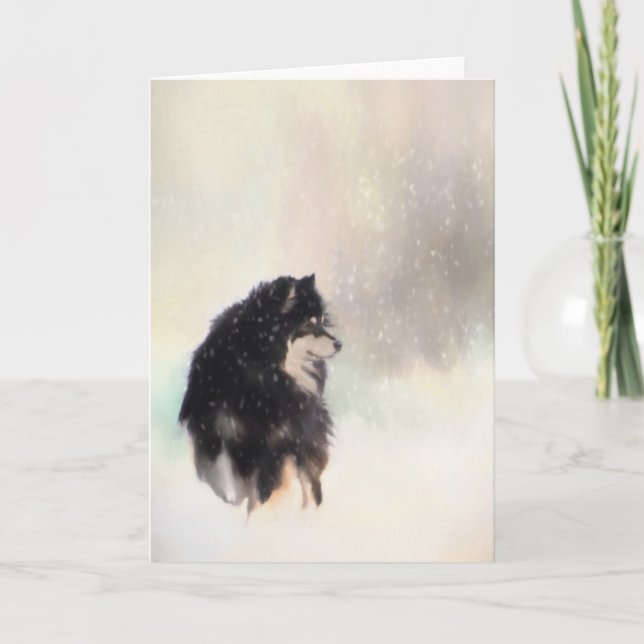 Finnische Lapphund Gruß oder Weihnachtskarte Feiertagskarte (Vorderseite)
