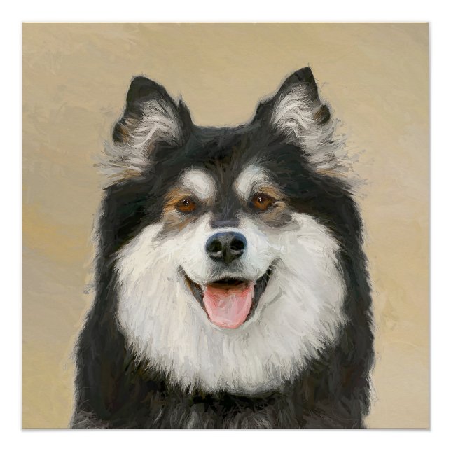 Finnische Lapphund Malerei - Niedliche Original Hu Poster (Vorderseite)