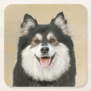Finnische Lapphund Malerei - Niedliche Original Hu Rechteckiger Pappuntersetzer
