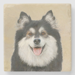 Finnische Lapphund Malerei - Niedliche Original Hu Steinuntersetzer