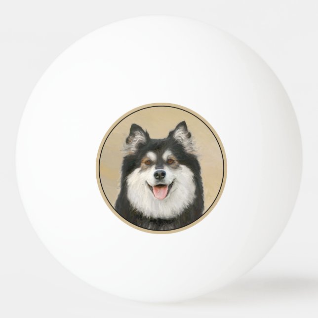 Finnische Lapphund Malerei - Niedliche Original Hu Tischtennisball (Vorderseite)