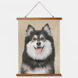 Finnische Lapphund Malerei - Niedliche Original Hu Wandteppich Mit Holzrahmen