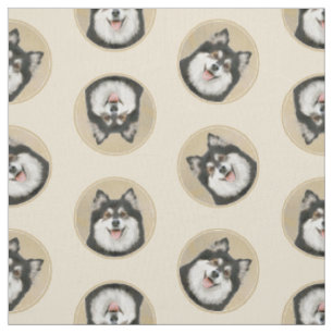 Finnische Lapphund Malerei Schwarz und Tan Dog Art Stoff