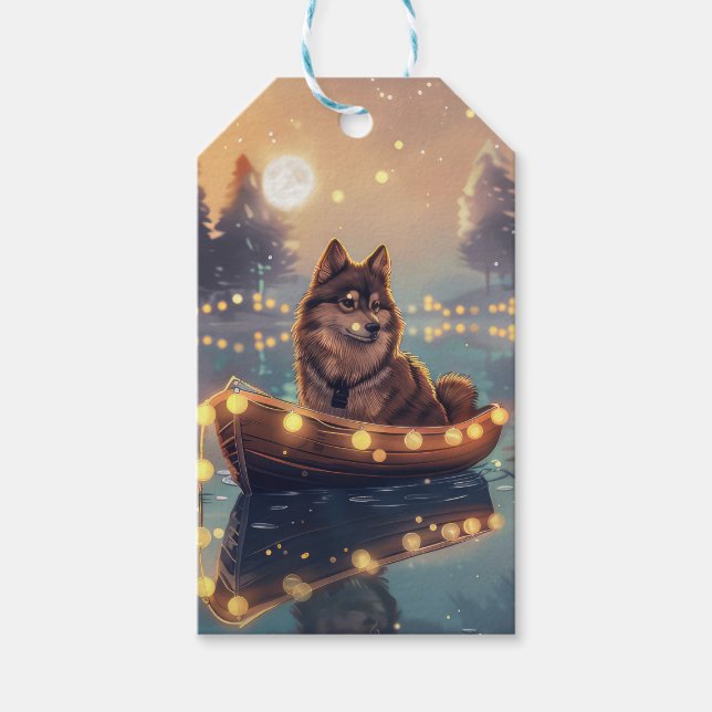 Finnische Lapphund Weihnachtsfeiertage Geschenkanhänger (Vorderseite)