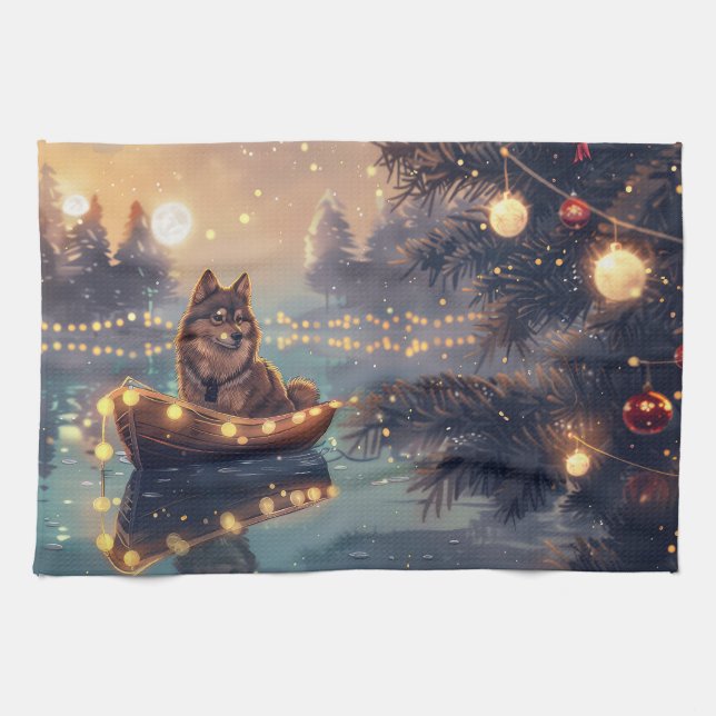 Finnische Lapphund Weihnachtsfeiertage Geschirrtuch (Horizontal)