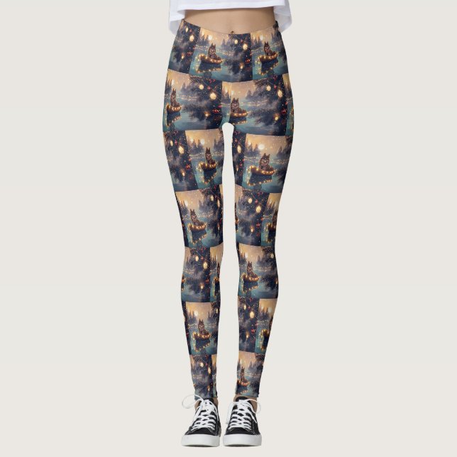 Finnische Lapphund Weihnachtsfeiertage Leggings (Vorderseite)