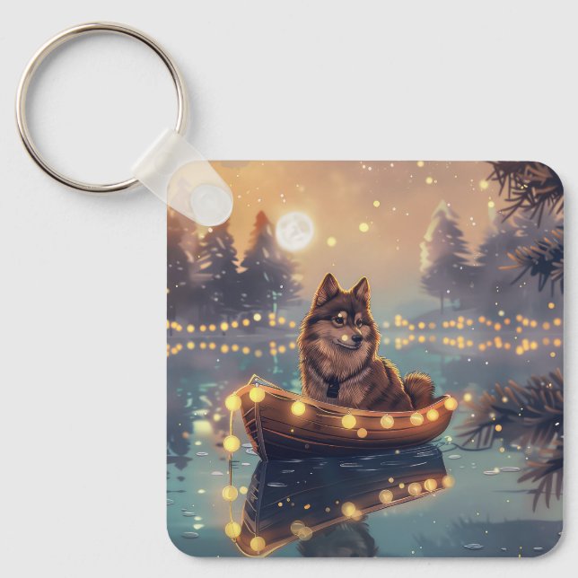 Finnische Lapphund Weihnachtsfeiertage Schlüsselanhänger (Vorderseite)