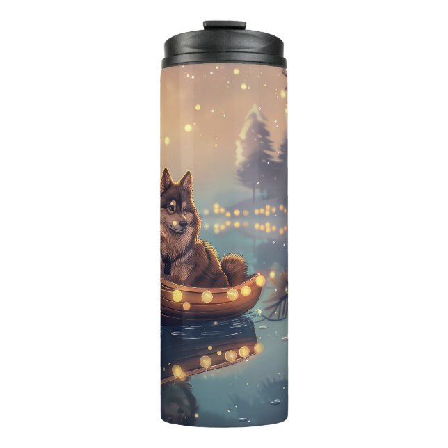 Finnische Lapphund Weihnachtsfeiertage Thermosbecher (Vorderseite)