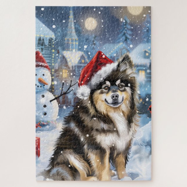 Finnische Lapphund Winter Wonderland Weihnachtsfre (Vertikal)
