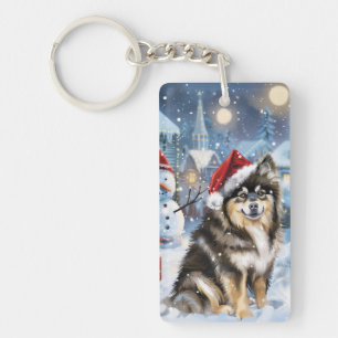 Finnische Lapphund Winter Wonderland Weihnachtsfre Schlüsselanhänger