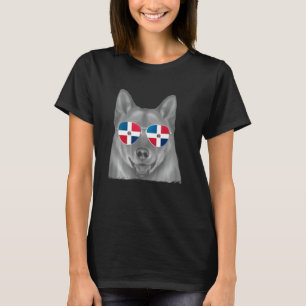Finnische Spitz Dog Dominikanische Flaggensonne T-Shirt