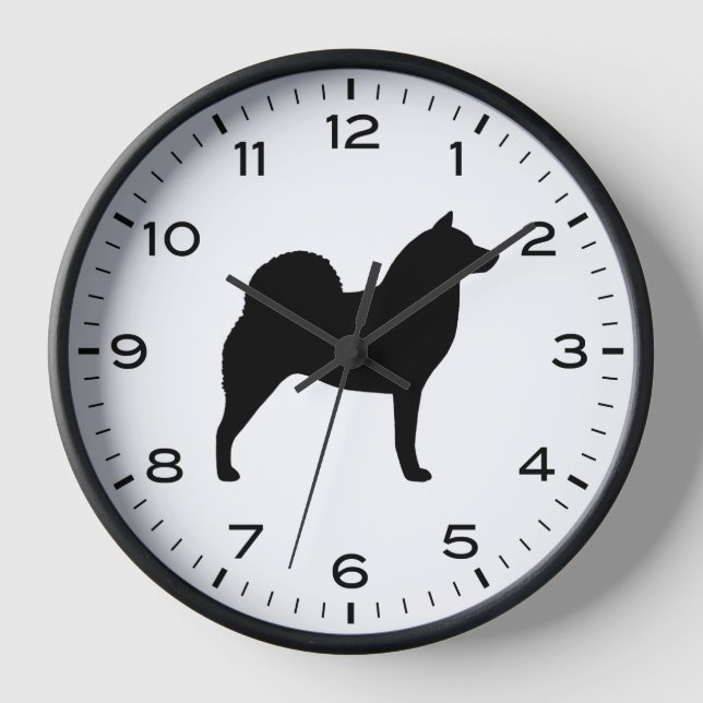 Finnische Spitz-Hunde-Silhouette Uhr (Vorderseite)