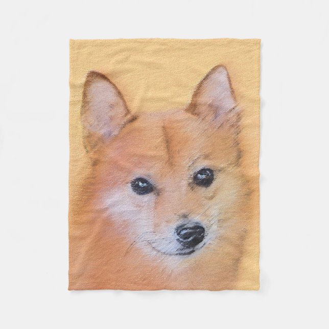 Finnische Spitz-Malerei - Niedliche Originalkunst  Fleecedecke (Vorderseite)