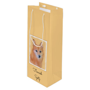 Finnische Spitz-Malerei - Niedliche Originalkunst Geschenktüte Für Weinflaschen