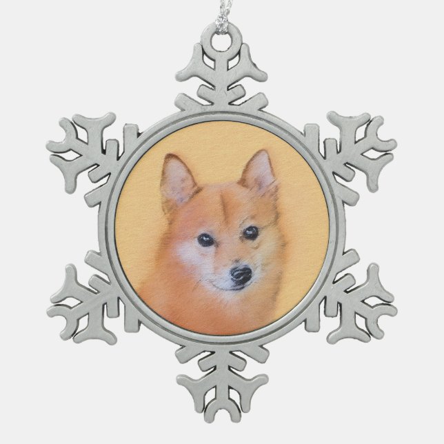 Finnische Spitz-Malerei - Niedliche Originalkunst  Schneeflocken Zinn-Ornament (Vorderseite)