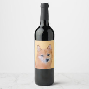 Finnische Spitz-Malerei - Niedliche Originalkunst  Weinetikett