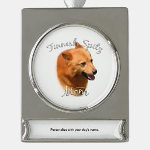 Finnische Spitz-Mama 2 Banner-Ornament Silber