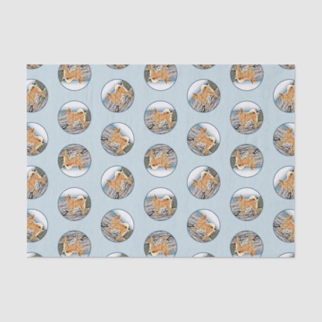 Finnische Spitz Seashore Malerei Original Hundesch Seidenpapier (Vorderseite)