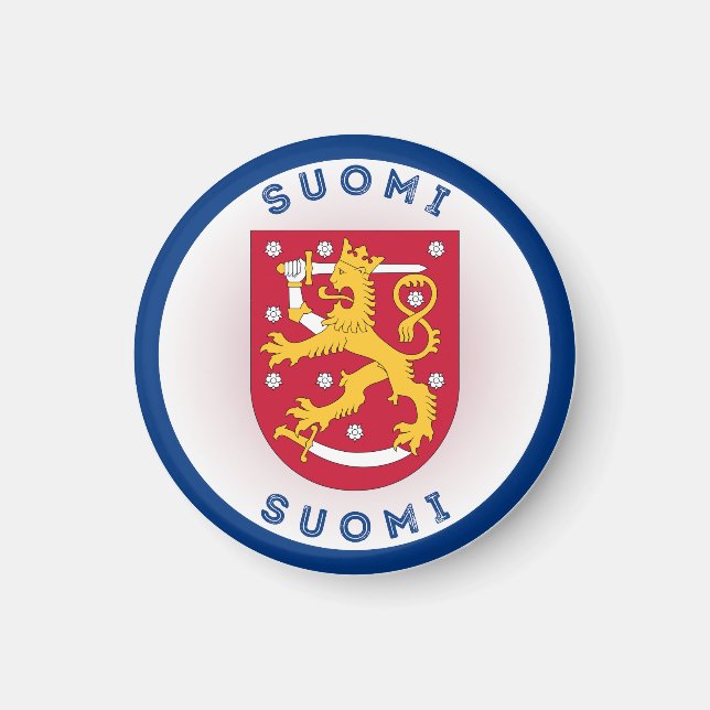 Finnische Wappen-Circle-Form Magnet (Vorne)