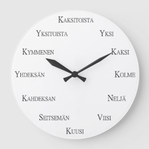 Finnische Zahlen Sprachenlernen personalisierbar Große Wanduhr