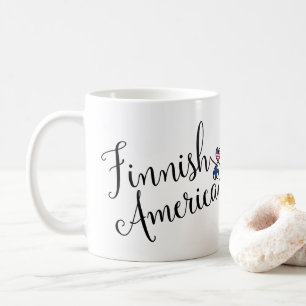 Finnischer Amerikaner entwirrte Herz-Tasse Kaffeetasse