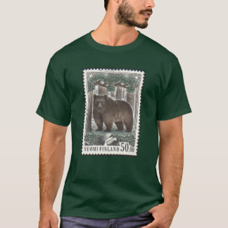 Finnischer Bärn-Briefmarken-Waldgrün-T - Shirt