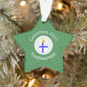 Finnischer Engel Weihnachtsflagge Personalisiert  Ornament