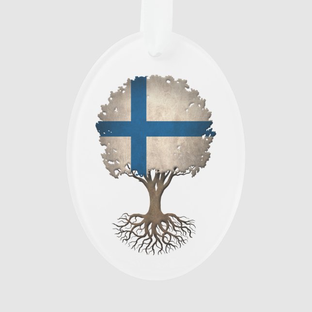 Finnischer Flaggen-Baum des Lebens kundengerecht Ornament (Rückseite)